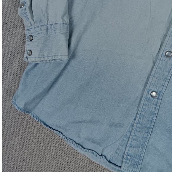 Texas Authentic Dry Goods Vintage Denim Shirt Mens Large Distressed Western - Picture 3 of 15